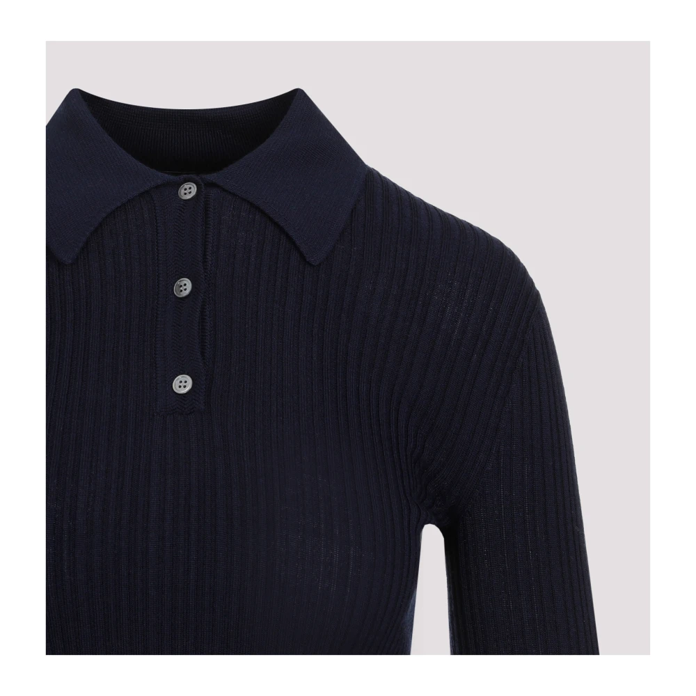 Theory Geribbeld Donkerblauw Poloshirt Blue Dames