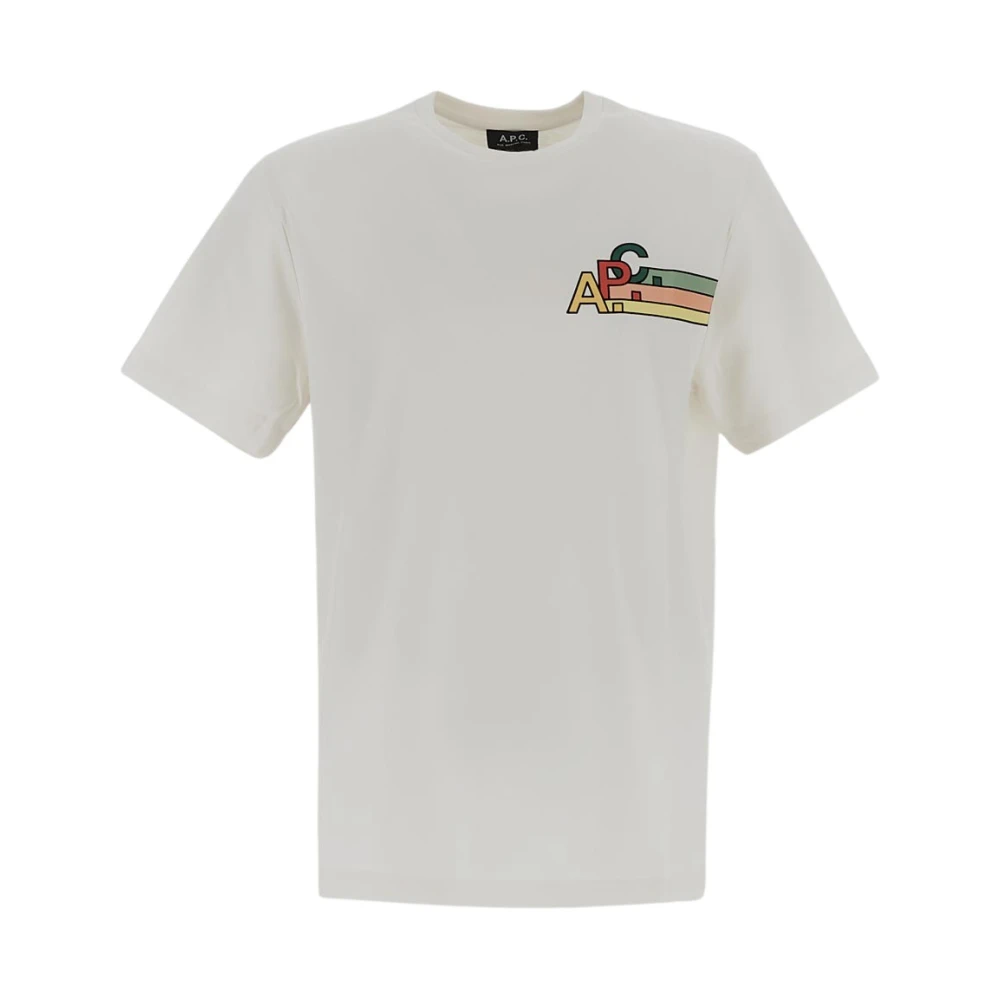 A.p.c. T-Shirt met Multicolor Logo Print White Heren
