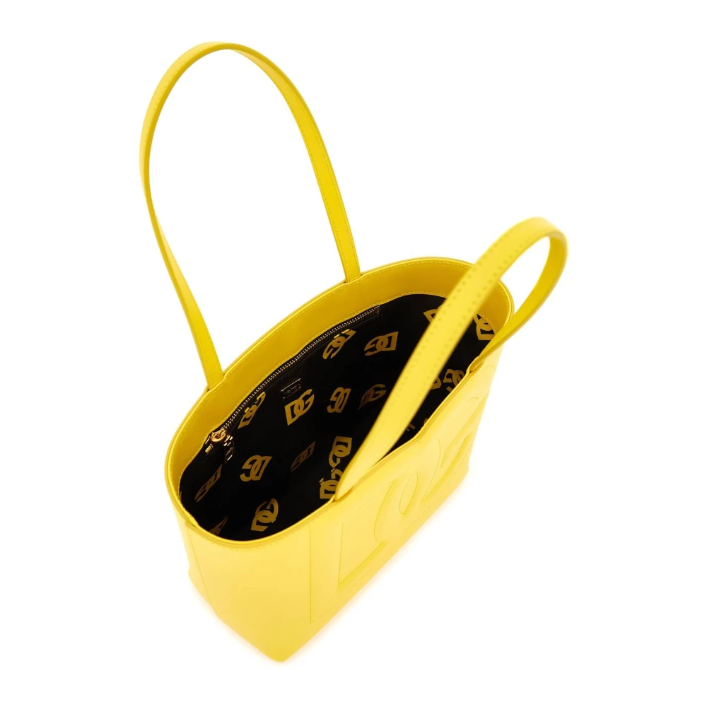 Dolce & Gabbana Leren Tote Bag met Logo Yellow Dames