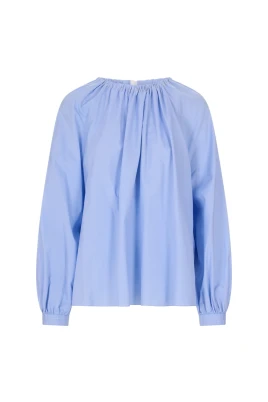 Blus med rynkad halsringning