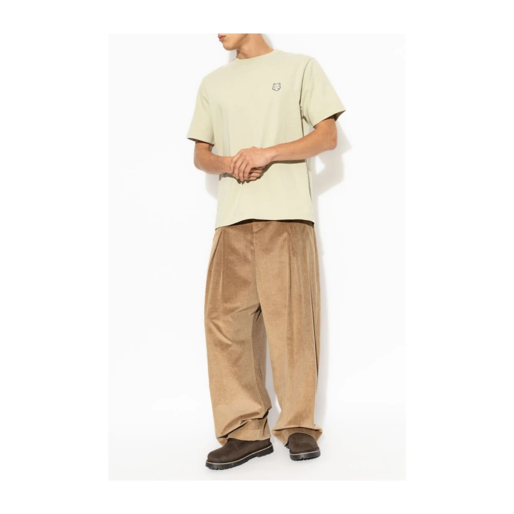 Maison Kitsuné Bold Fox Head Jersey T-shirt Beige Heren