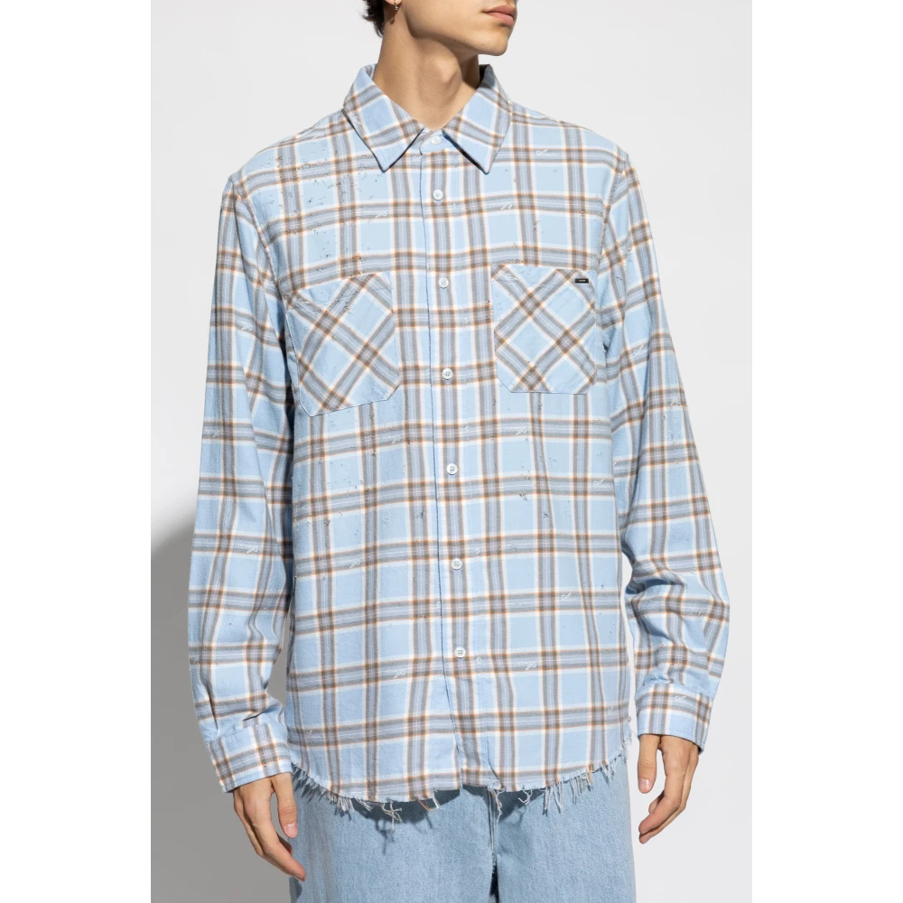 Amiri Geruit patroon overhemd Blue Heren
