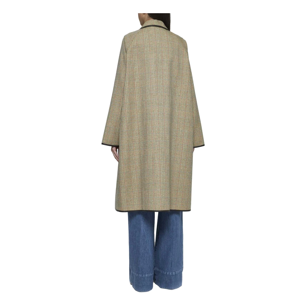 Bottega Veneta Wollen Blend Prince of Wales Jas Beige Dames