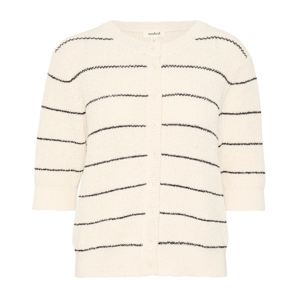 Soaked in Luxury Wit Zwart Rij Cardigan Trui White Dames