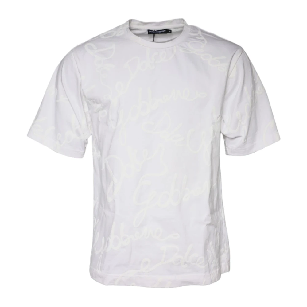 Dolce & Gabbana White T-Shirts, Male, S, Cotton Crew Neck T-Shirt