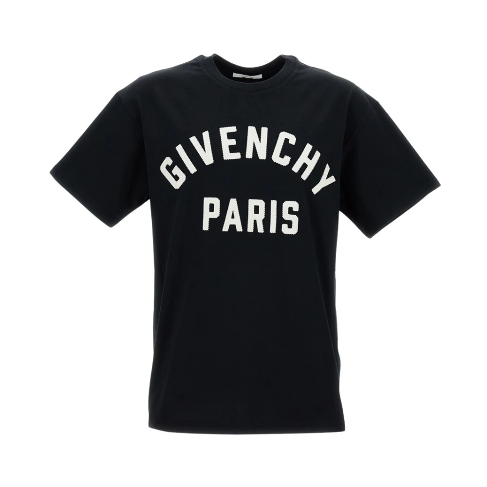 Givenchy Men's Black T-Shirt In Cotton With Paris Embroidery - L - Tops