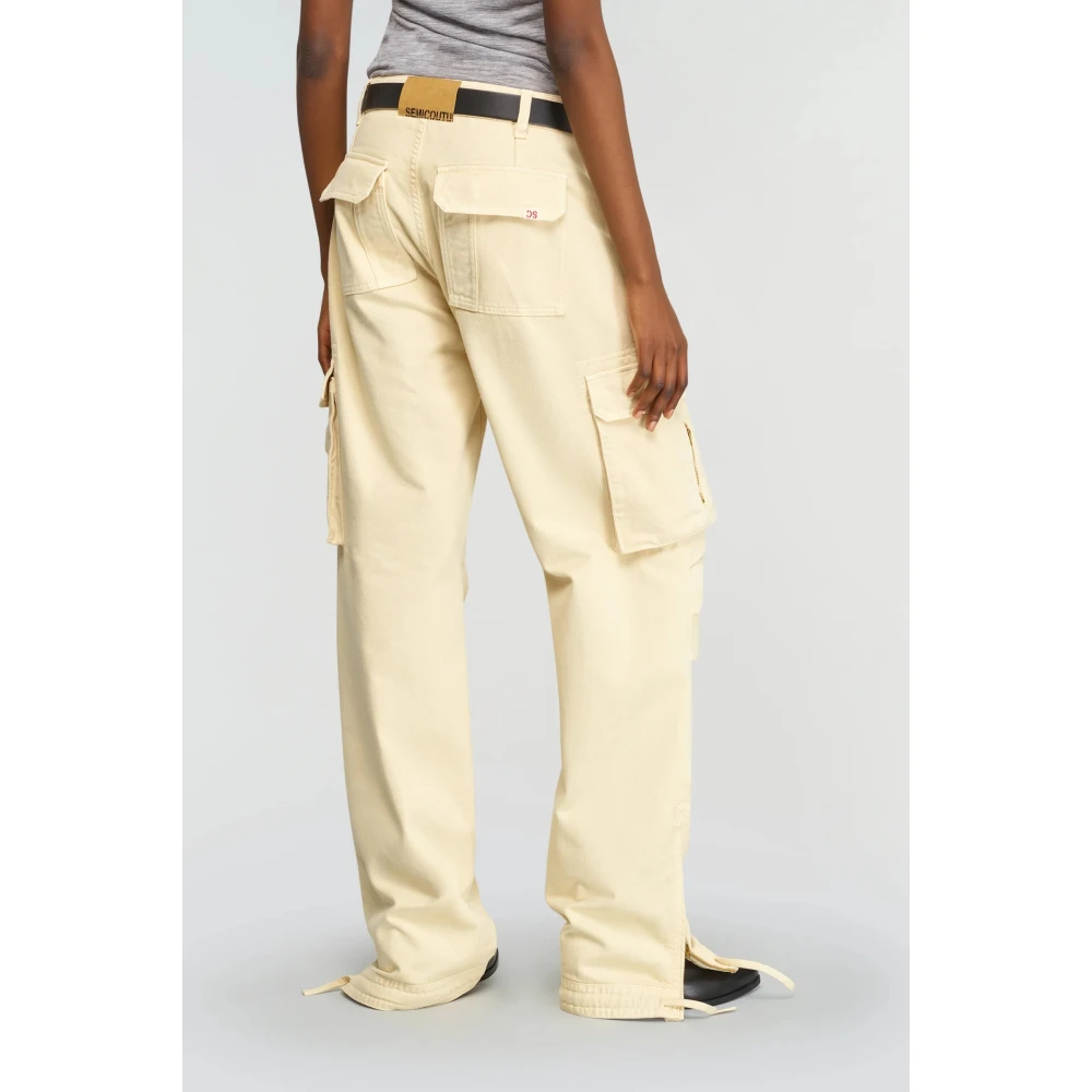 Semicouture Cargo denim jeans met brede taille Yellow Dames