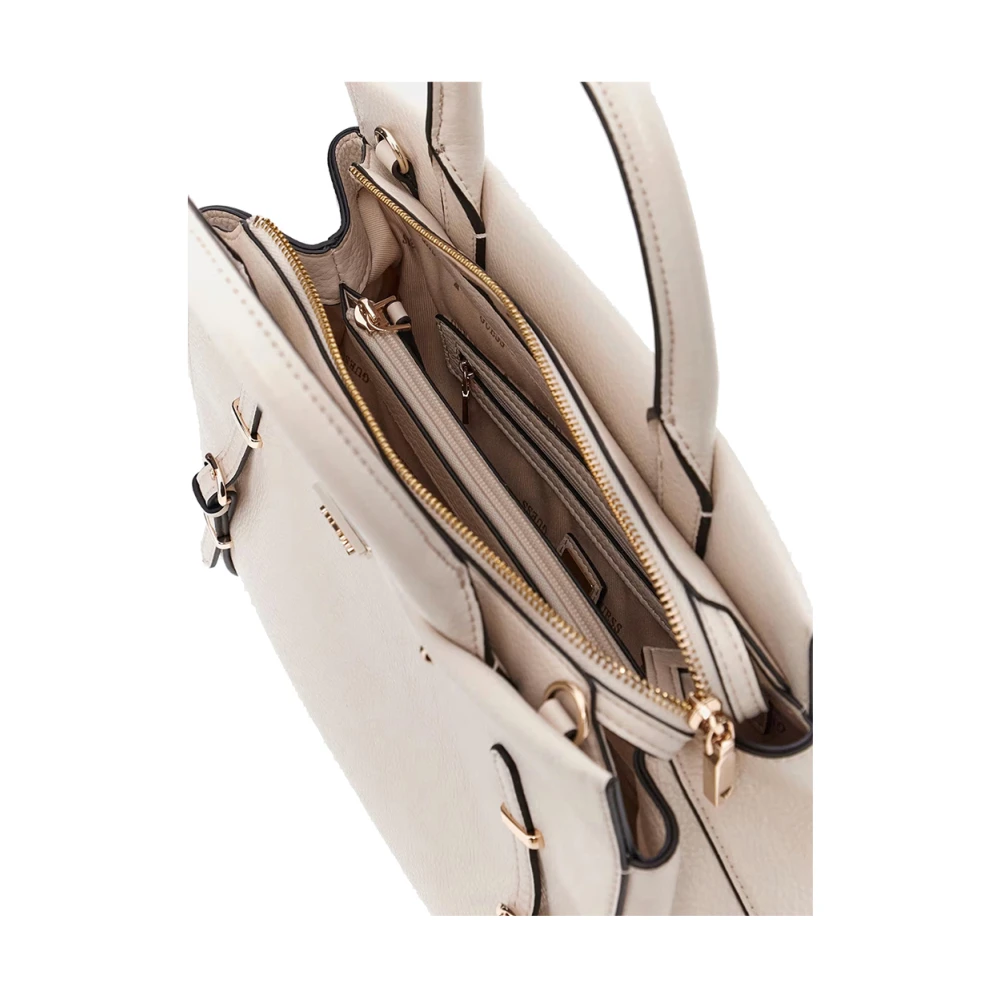Guess Stijlvolle Cream Schoudertas met Logo Details Beige Dames