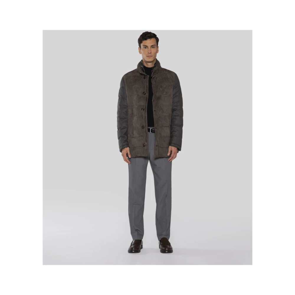 Gimo's Luxe Suède en Stoffen Jas Gray Heren