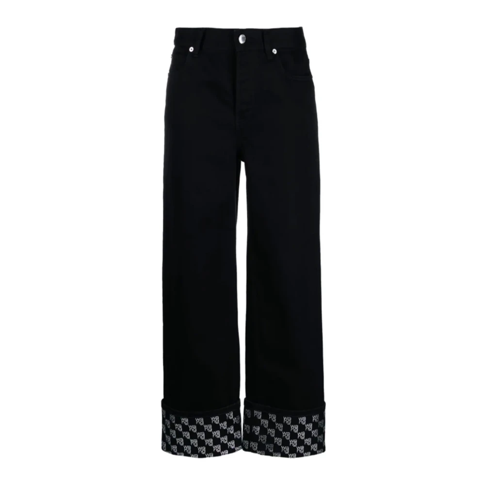 Alexander wang Zwarte Denim Jeans met Logo Versiering Black Dames