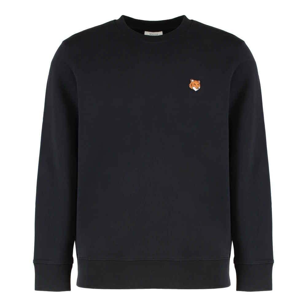 Maison Kitsuné Men's Black Sweatshirts, Xl, Crew Neck Sweatshirt