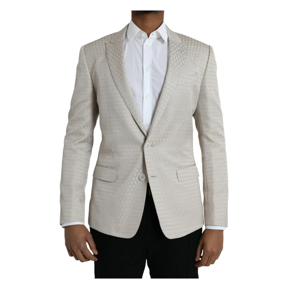 Dolce & Gabbana Slim Fit Single Breasted Coat Blazer Beige Heren