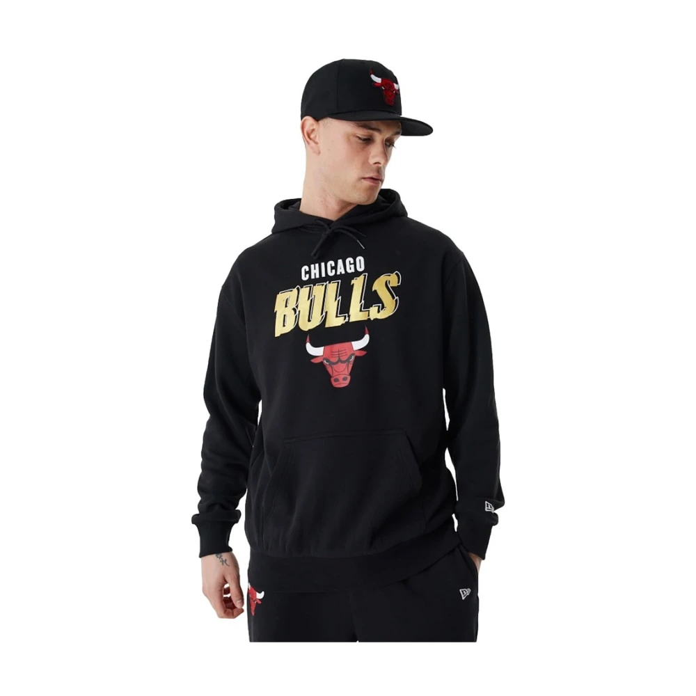 new era Zwarte Bulls Team Script Hoodie Black Heren