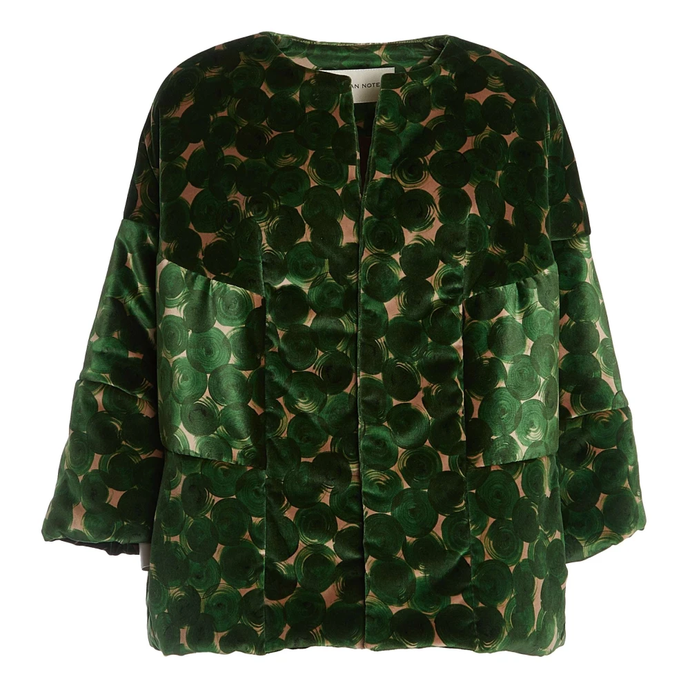 Dries Van Noten Multicolor Velvet Devore' Kraagloze Jas Green Dames
