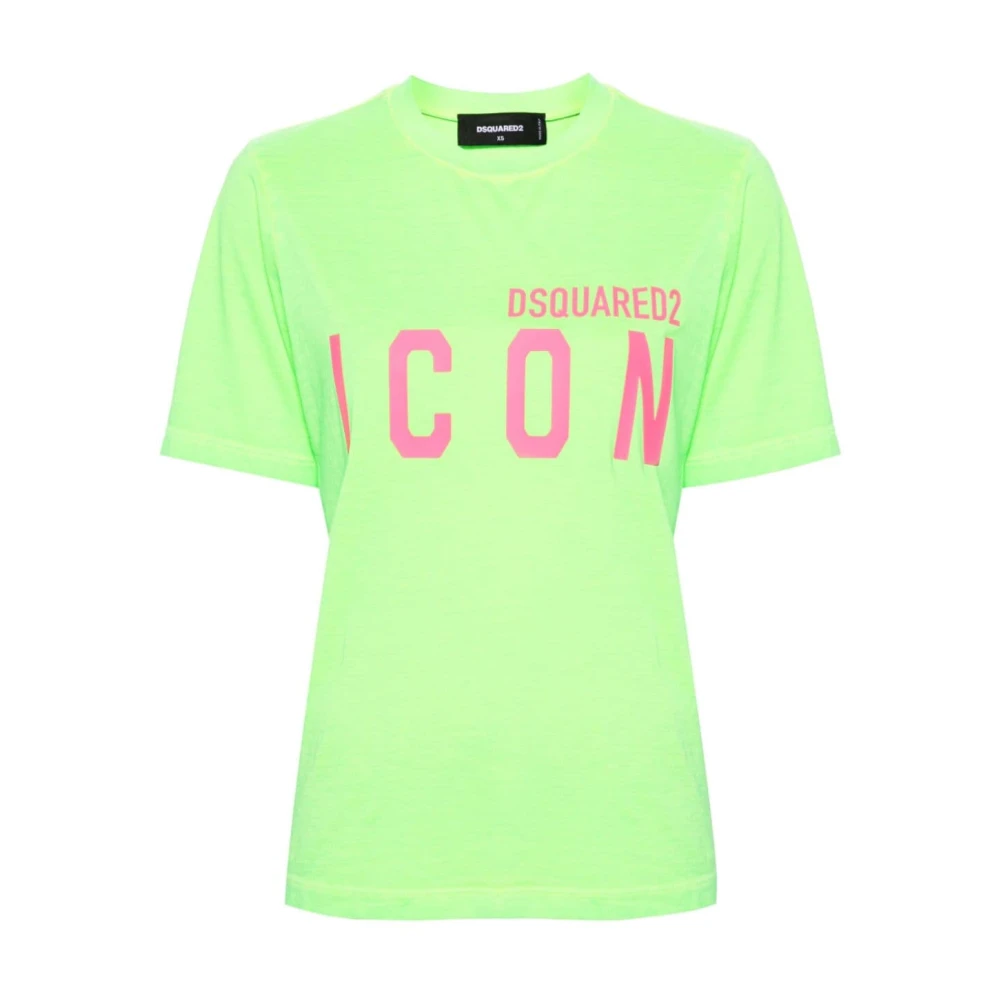 Dsquared2 Iconische Neon Groene T-shirt en Polo Green Dames