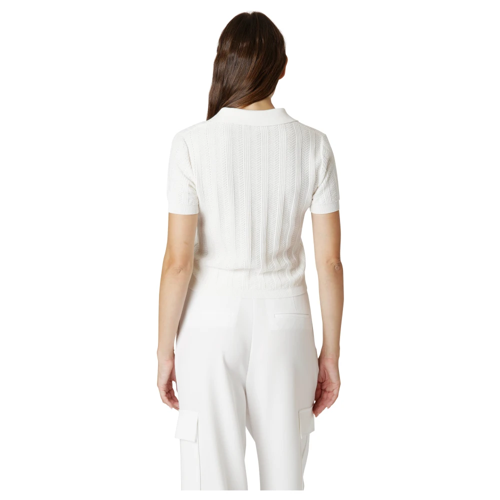 Eleventy Biologisch katoenen V-hals poloshirt White Dames