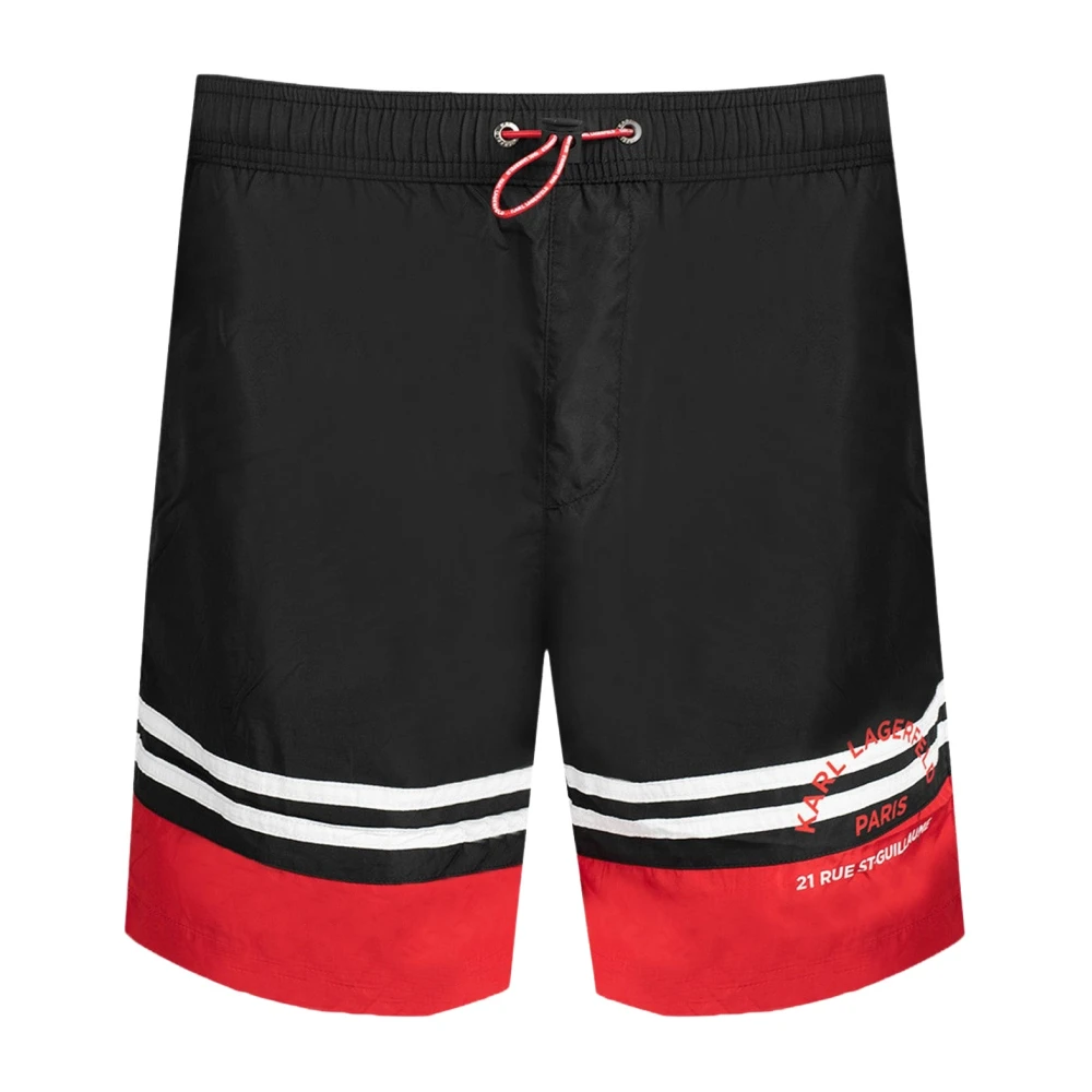 Karl Lagerfeld Swim Shorts With Adjustable Waistband - Male - Beachwear - Black - S - Swimwear