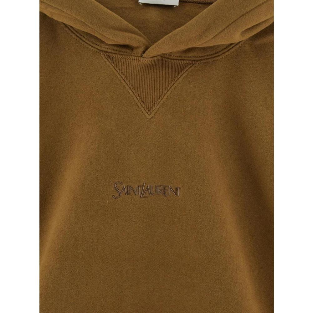 Saint Laurent Cotton Logo Hoodie Green Heren