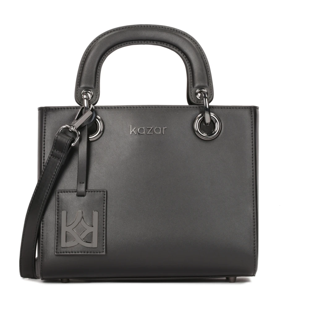 Kazar Gevoerde leren handtas met handvatten Black Dames