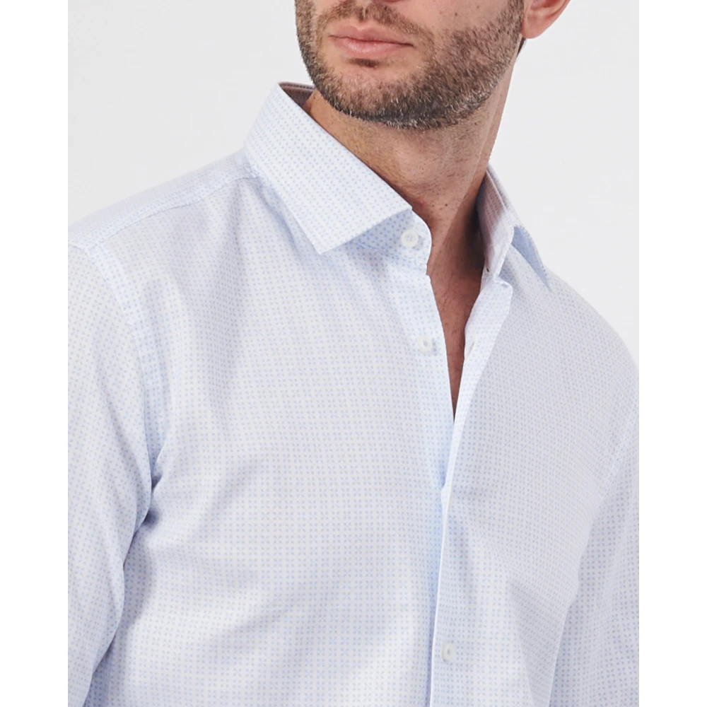 Hugo Boss Blauw Katoenen Overhemd met Micro Patroon Blue Heren