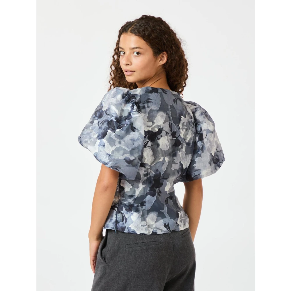 NEO NOIR Bloemen Brokaat Statement Blouse Gray Dames