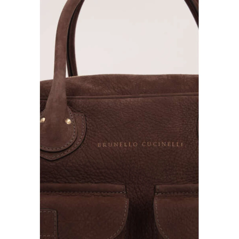 BRUNELLO CUCINELLI Elegante Koffers in Bruin Leer Brown Heren