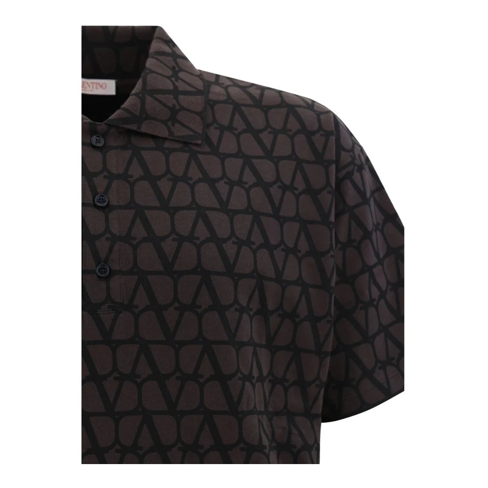 Valentino Bruine Katoenen Overhemd met Logo Patroon Brown Heren