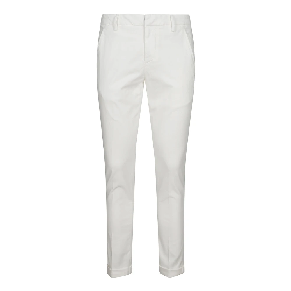 Dondup Men's White Chinos, W34, Slim Chino Trousers With Back Pockets