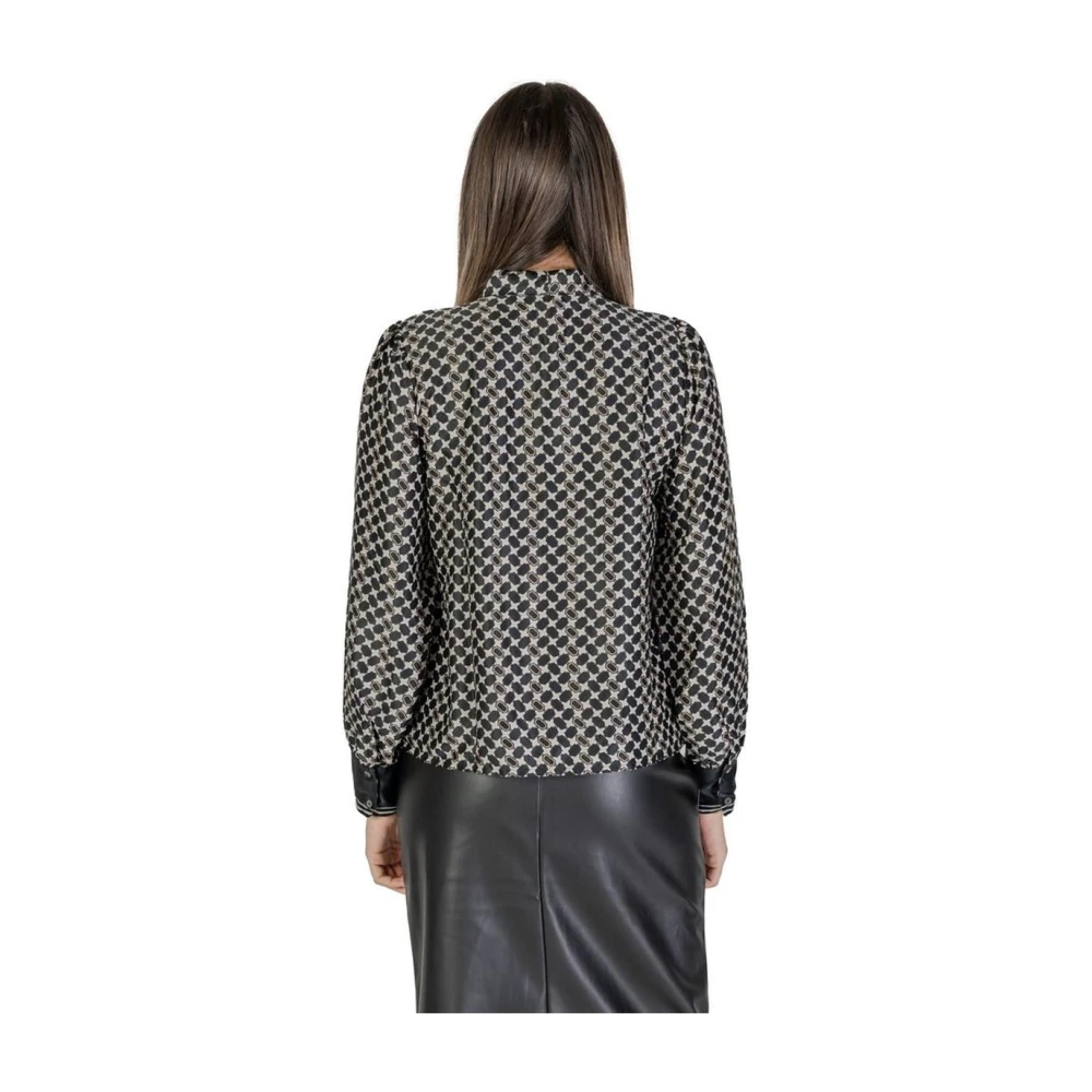 Only Zwarte Geometrische Print Hoge Hals Blouse Black Dames