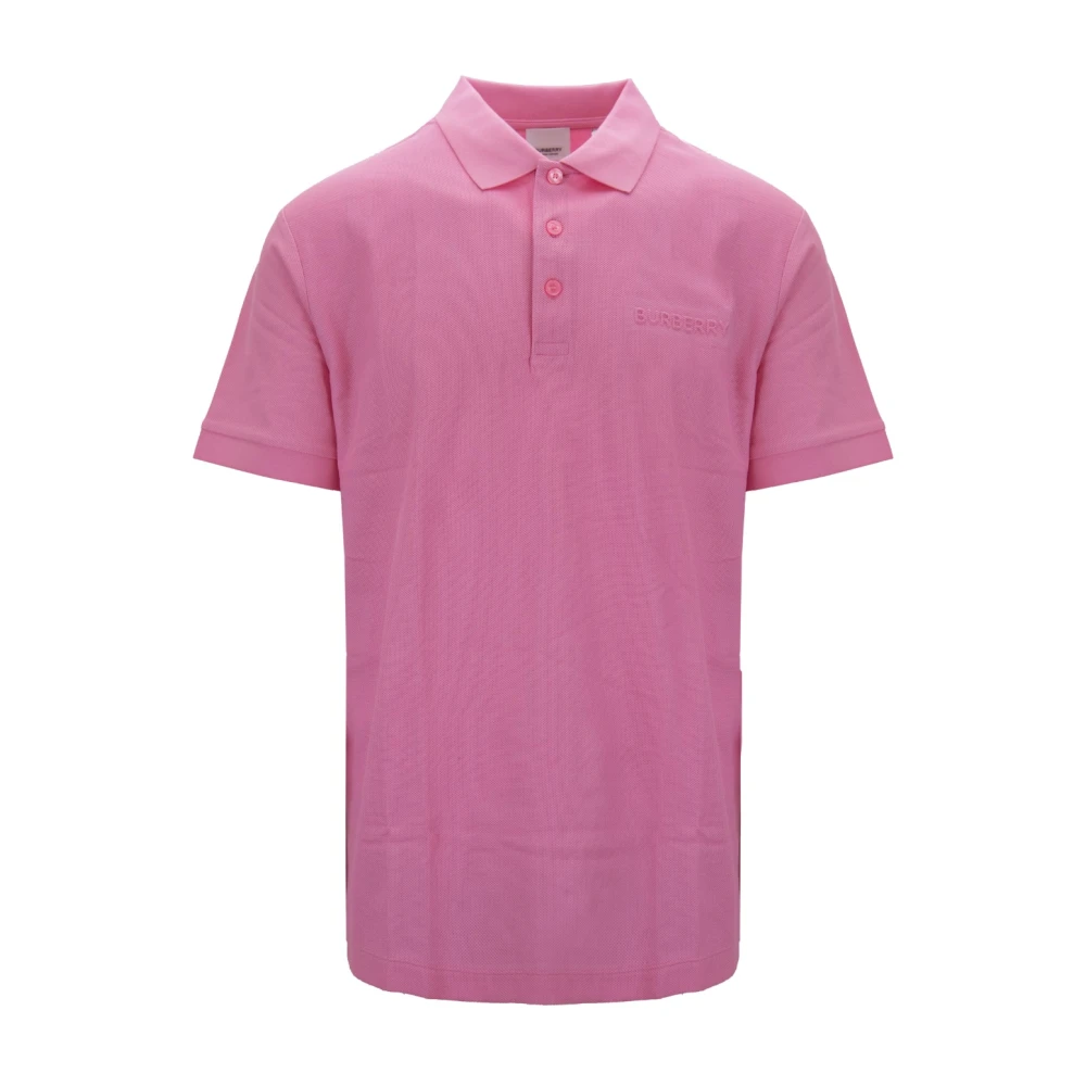 Burberry Men's Pink Polo Shirts, Xl, Classic Short Sleeve Cotton Polo Shirt