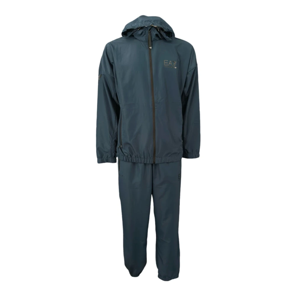 Emporio Armani EA7 Blauwe Hoodie met Voorlogo Blue Heren