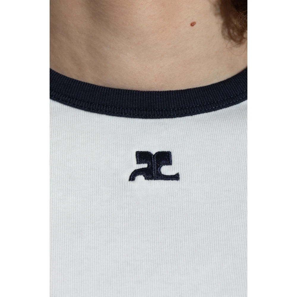 Courrèges T-shirt met geborduurd logo White Dames