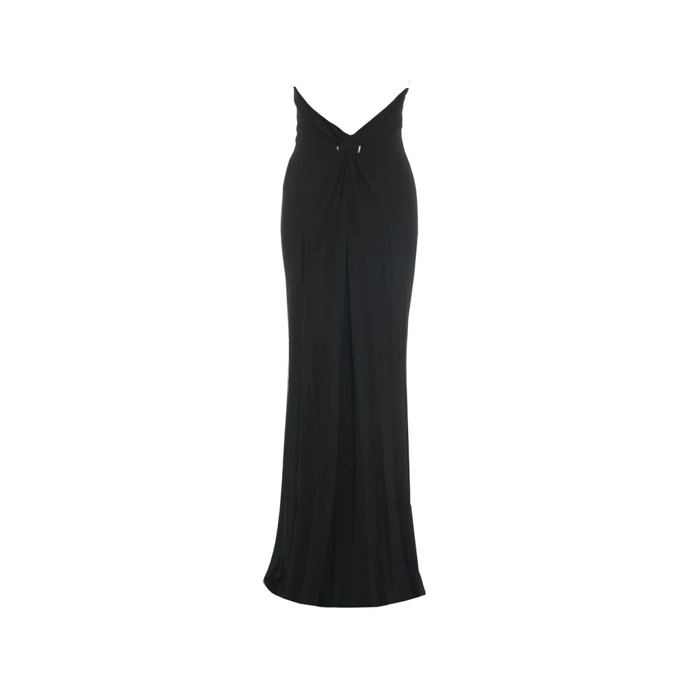 Elisabetta Franchi Zwarte Maxi Jurk met Draperie Black Dames
