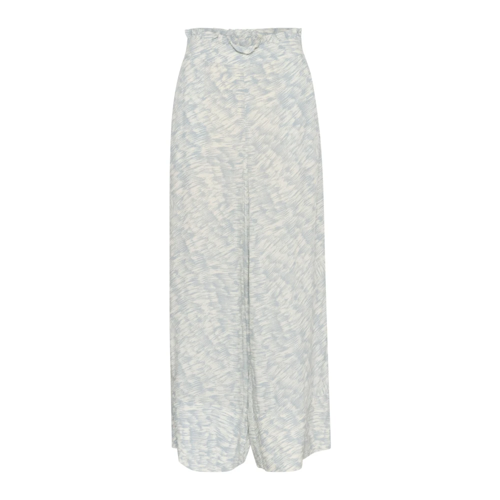 Soaked In Luxury Women's Blue Relaxed Fit Silver Stroke Print Trousers - Wide Trousers - L - Trousers