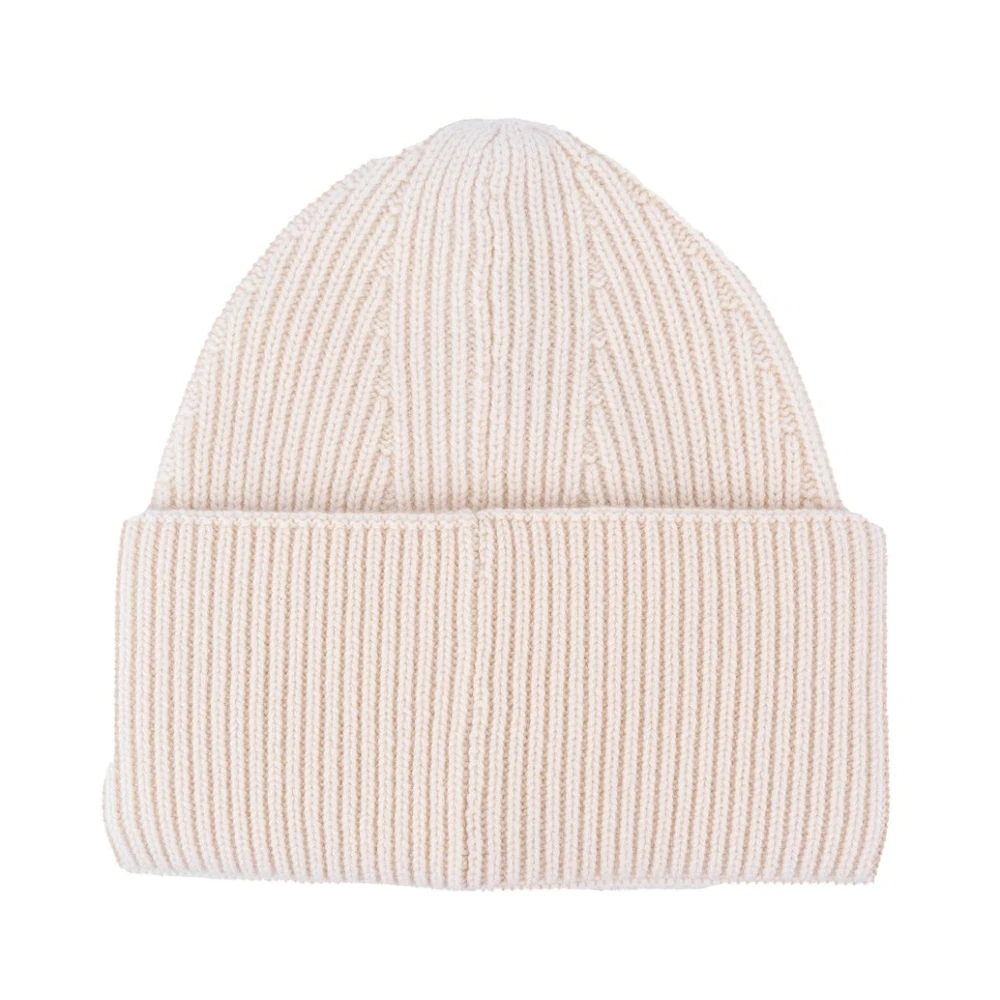 Laneus Men's Beige Ribbed Beanie With Cuff