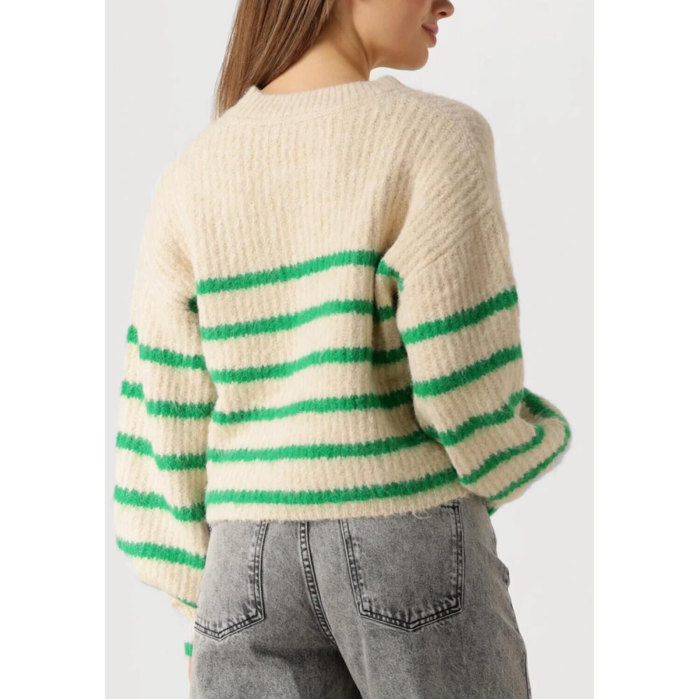 Co'Couture Gestreepte Crop Gebreide Trui Green Dames