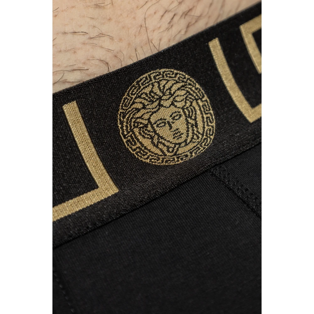 Versace Katoenen slips Black Heren