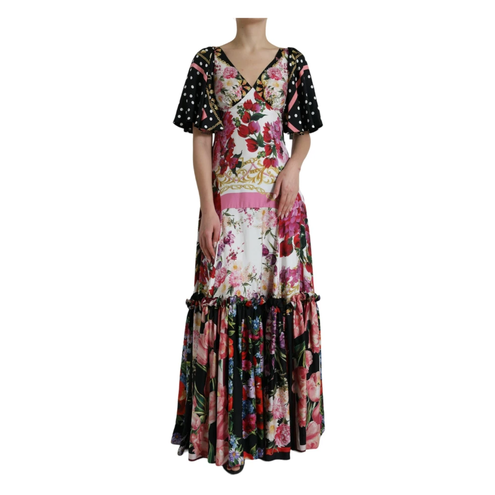 Dolce & Gabbana Bloemenprint Zijden Maxi Jurk Multicolor Dames