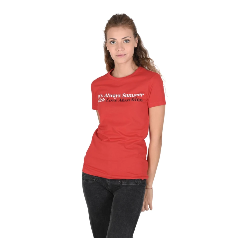 Love Moschino Katoenen T-shirt met Stijlvol Ontwerp Red Dames