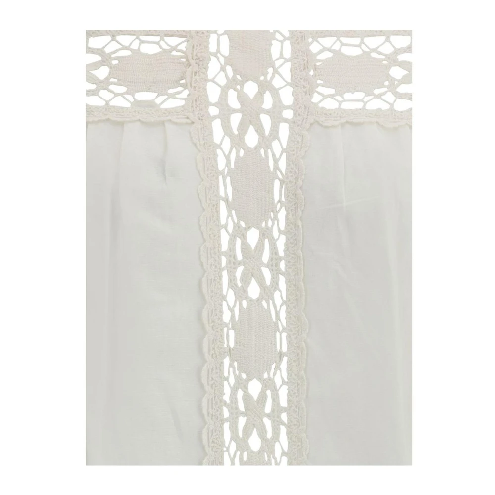 Isabel Marant Étoile Elegante Blouse met Kantdetail en Knoopsluiting White Dames