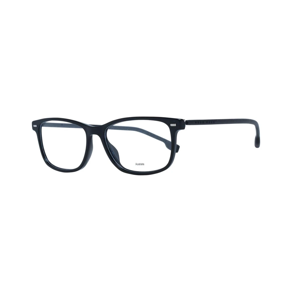 Hugo Boss Zwarte Rechthoekige Optische Monturen Black Heren