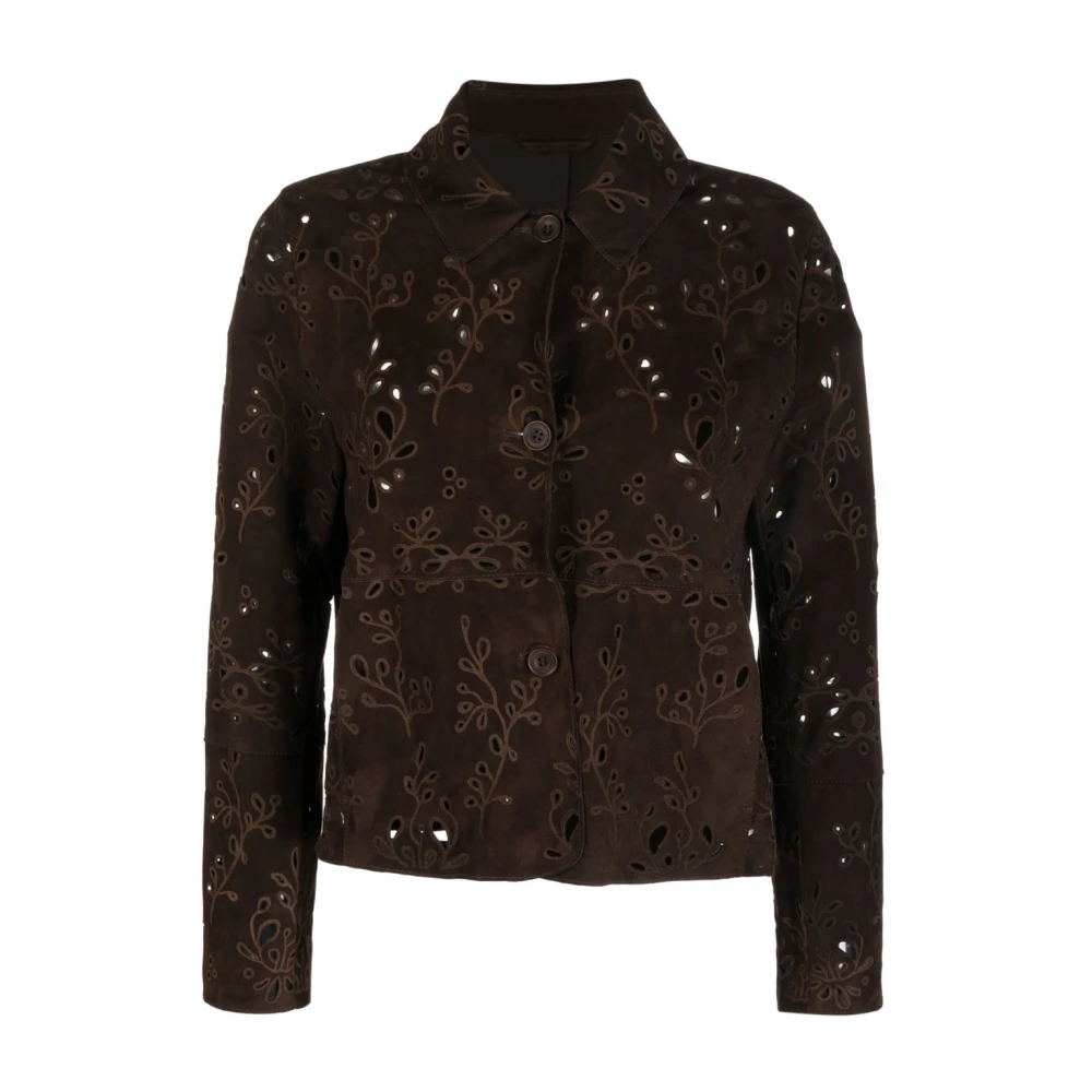 S.w.o.r.d 6.6.44 Laser Cutout Chocolade Suede Jas Brown Dames