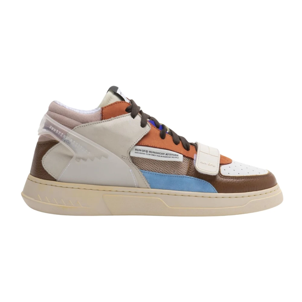 Run Of Men's Multicolor Sneakers,, Leather Trainers With Rubber Soles Size 6 Uk