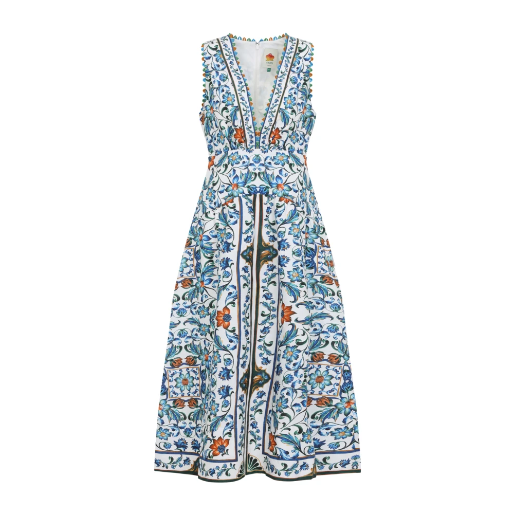 Farm Rio Women's Multicolor Midi Dresses, M, Flora Tile Midi Dress