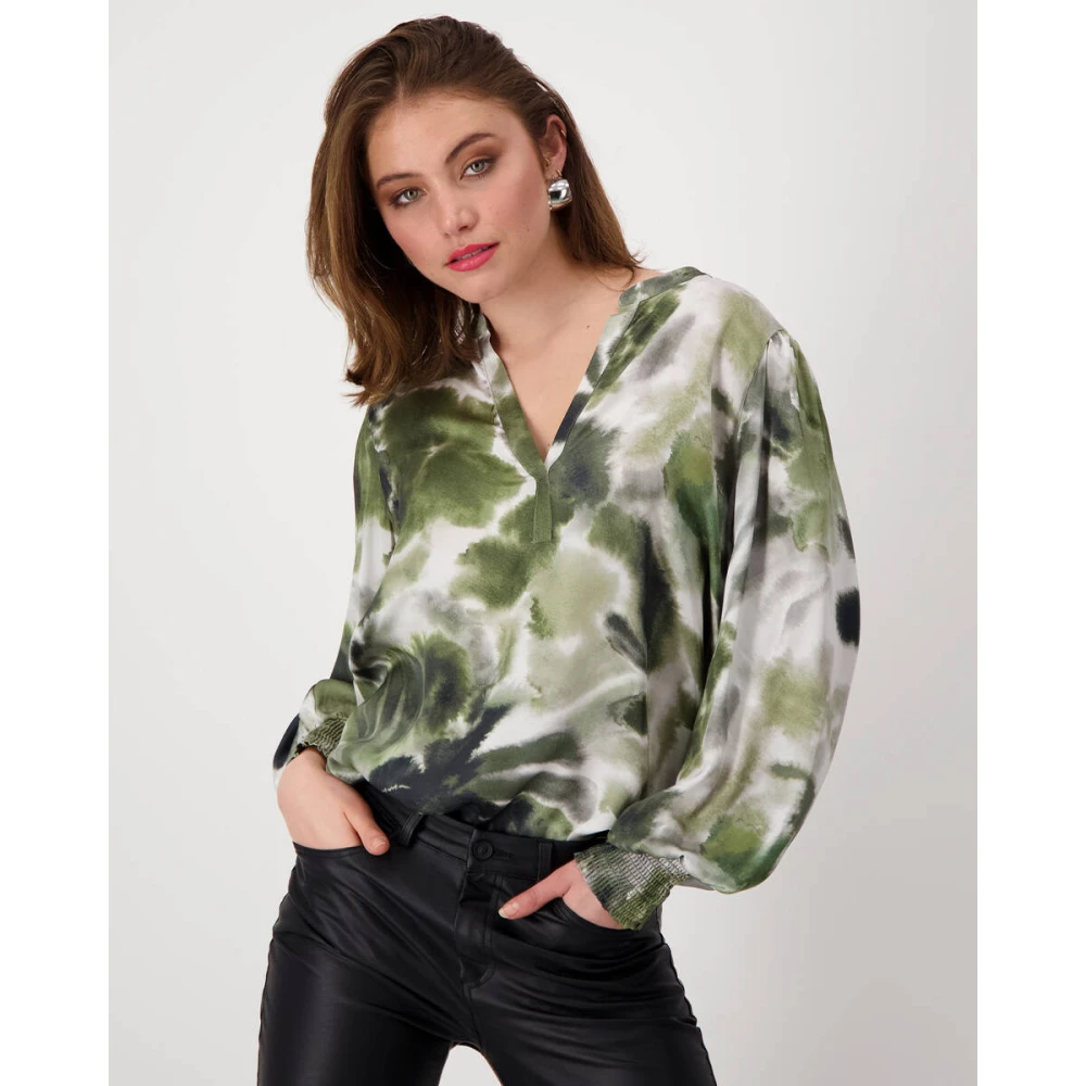 monari Lange Mouw Blouse 808251 Green Dames