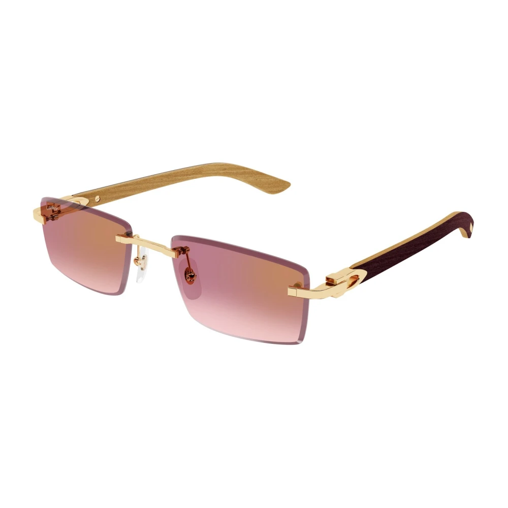 Cartier Men's Yellow Sunglasses, 56 Mm, Rectangle Sunglasses
