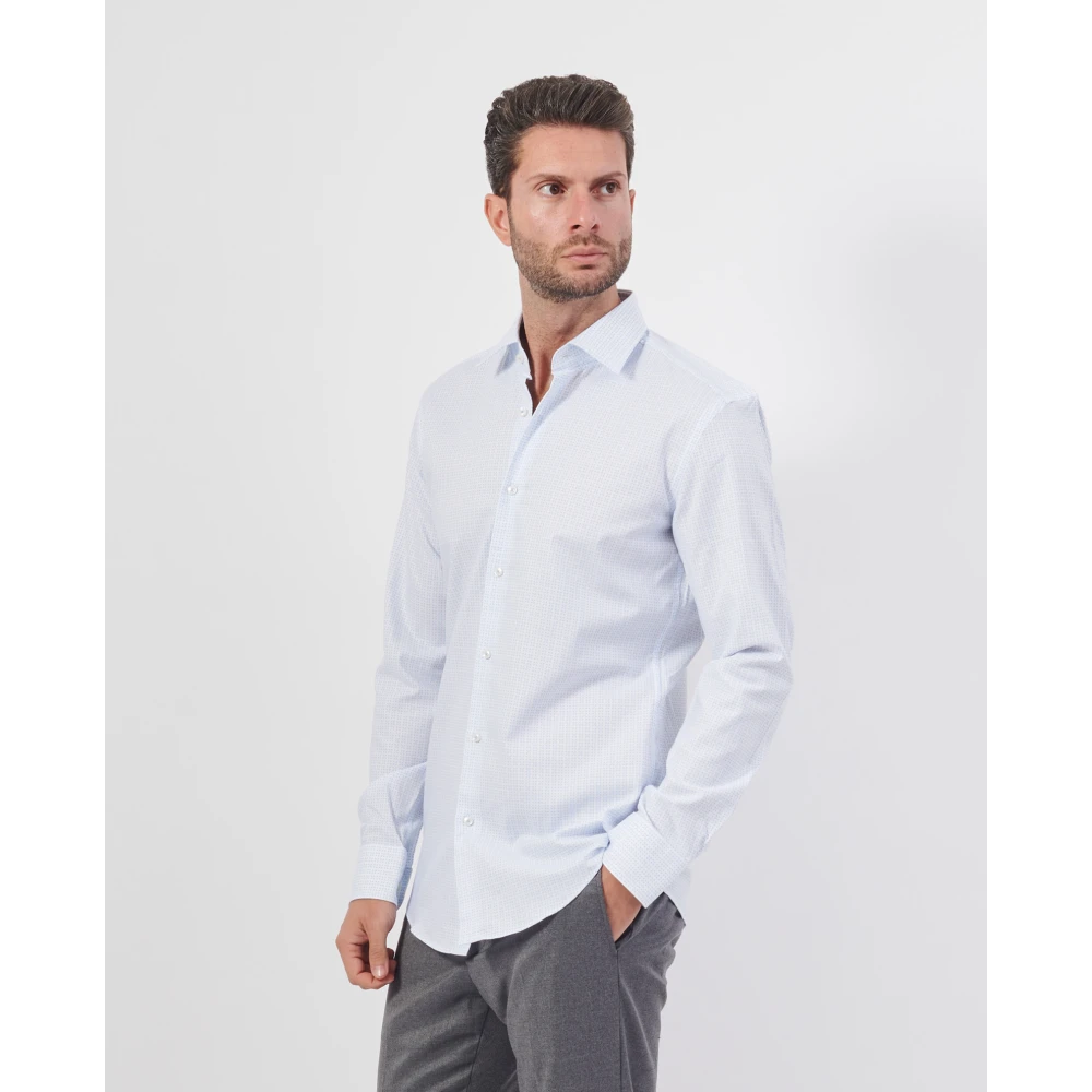 Hugo Boss Blauw Katoenen Overhemd met Micro Patroon Blue Heren