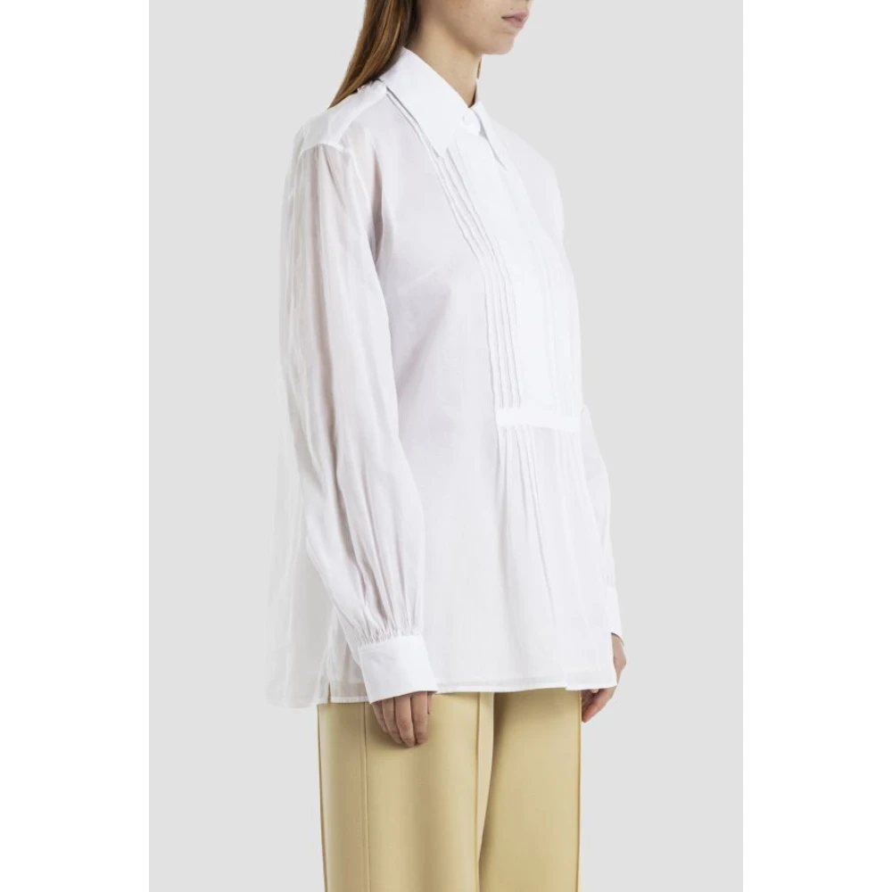 Jil Sander Witte Katoenen Overhemd met Slabbetje White Dames