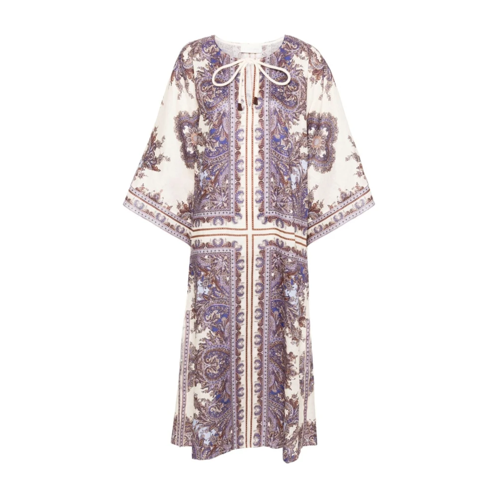 Zimmermann Women's Multicolor Midi Dresses, M, Purple Dress For