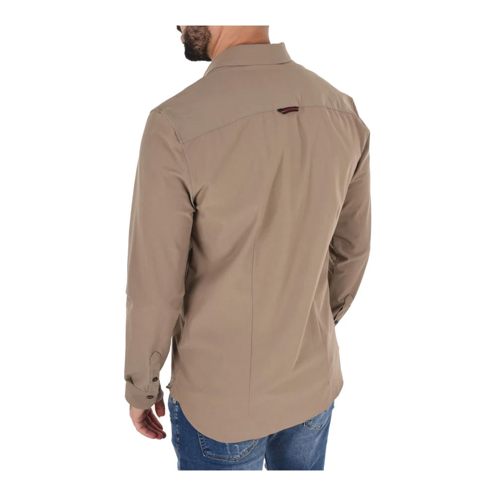 Guess Stretch Nylon Shirt Bruin Brown Heren